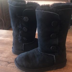 UGG Tall Bailey Button Black Boots Size 2